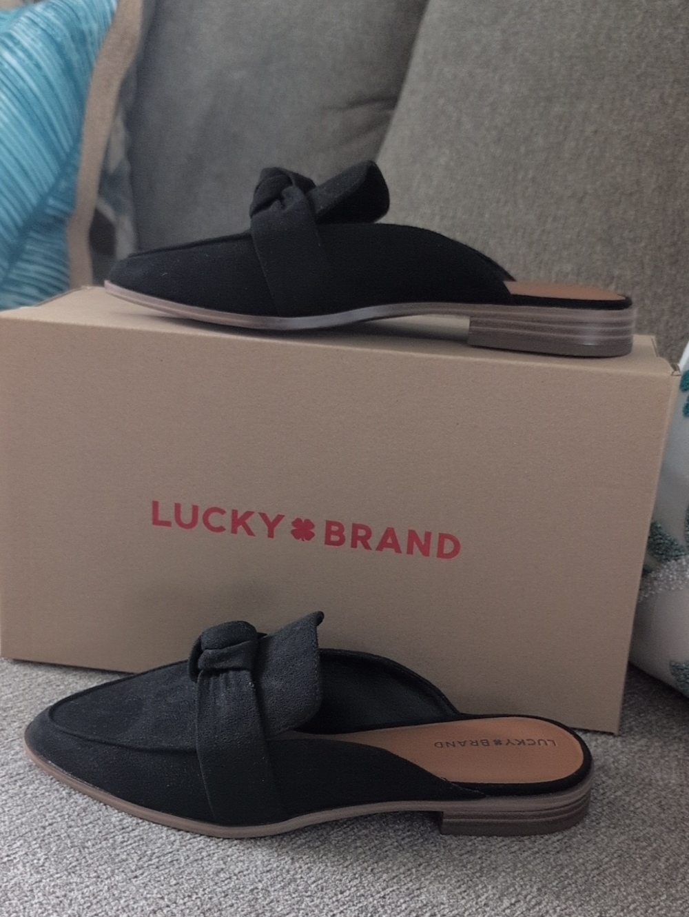 Lucky Brand Black Knot Mule Slides for Women Brand New